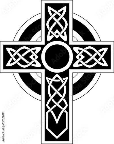 Ringed celtic cross isolated Irish heraldry mascot photo