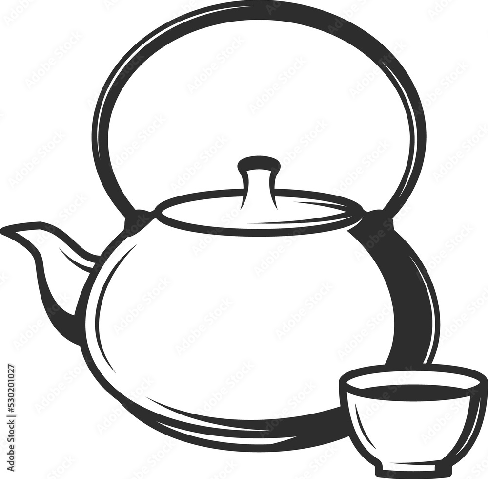 Obraz premium Chinese tea ceremony, teapot and cup of hot drink