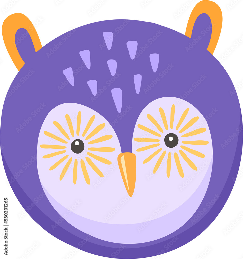 Owlet or owl face mask isolated cartoon head icon Owlet or owl face mask isolated cartoon head icon