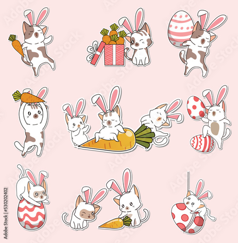 cat and Easter Day cartoon sticker
