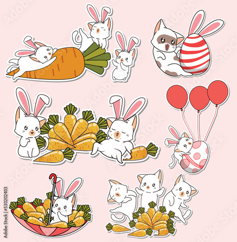 cat and Easter Day cartoon sticker