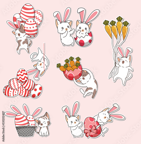 cat and Easter Day cartoon sticker