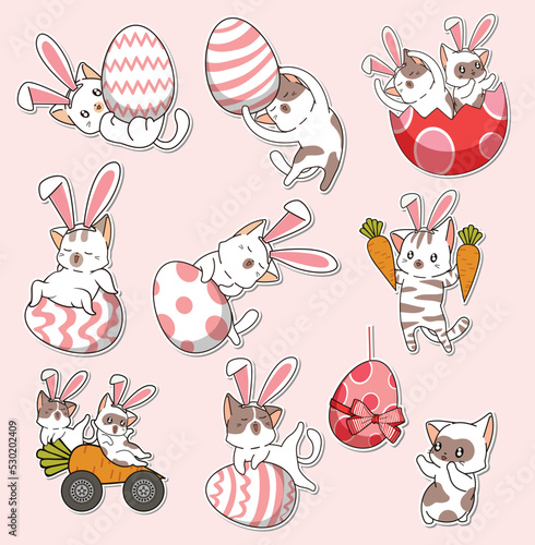 cat and Easter Day cartoon sticker