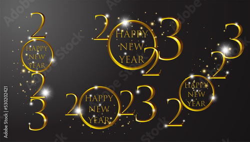 idea and concept think Creativity modern 2023 Happy New Year posters set. Design templates with logo 2023 for celebration and season decoration. minimalistic trendy backgrounds