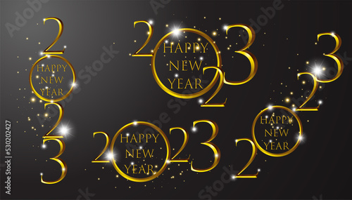 idea and concept think Creativity modern 2023 Happy New Year posters set. Design templates with logo 2023 for celebration and season decoration. minimalistic trendy backgrounds for branding, banner,