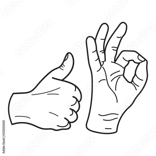Hand gesture collection illustration  drawing  engraving  ink  line art  vector