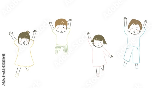 楽しくジャンプしてはしゃぐ子ども達