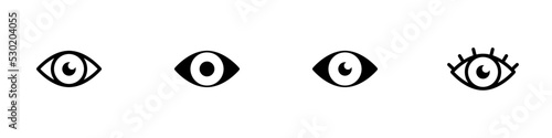 Conjunto de iconos de ojos de diferentes estilos. Símbolo de la vista. Concepto de visión, observación y revisión. ilustración vectorial