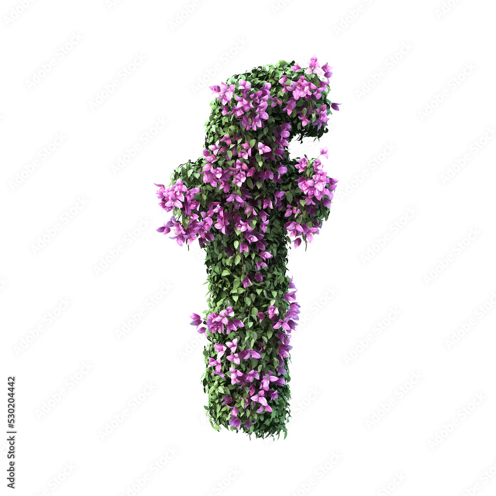 3d rendering of Bougainvillea alphabet set 2	
