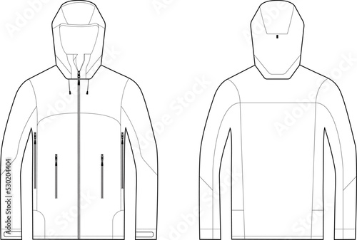 Technical Jacket, Shell Jacket, Waterproof Jacket Vector