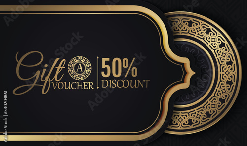 Luxury gold gift voucher template