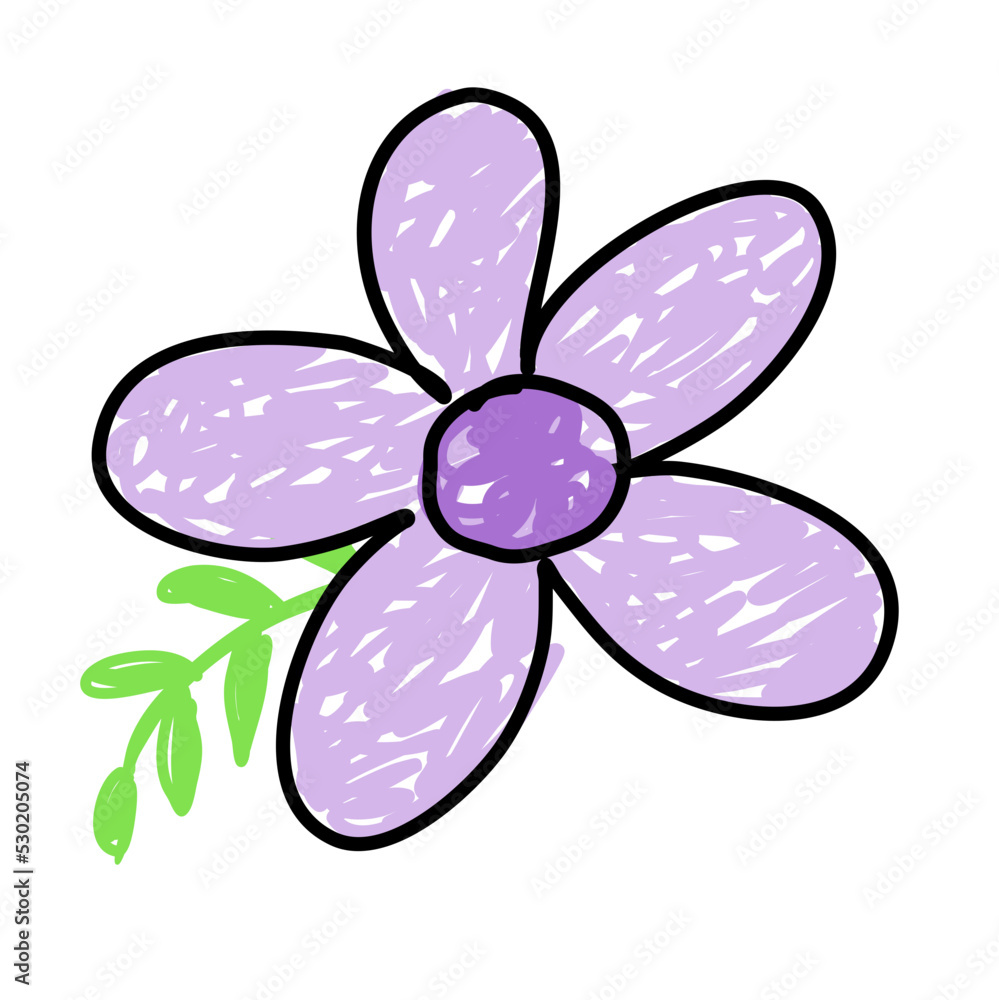 Kids drawing flower with crayon style Kids drawing flower with crayon style