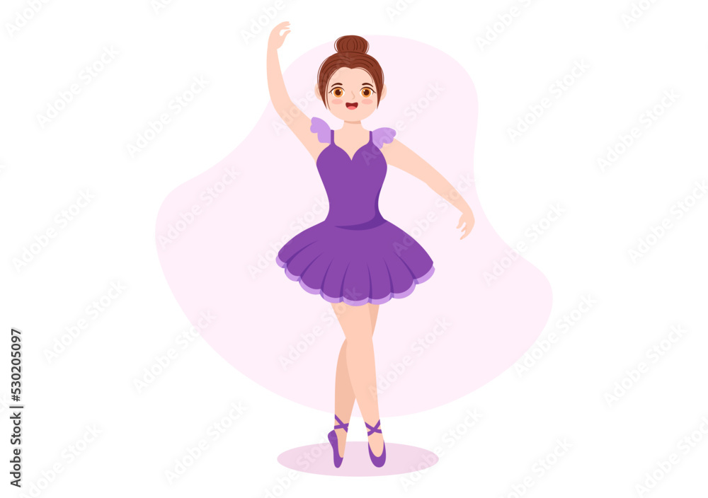 Ballet Template Hand Drawn Cartoon Flat Illustration Female Beautiful Ballerina Dancing Wearing Tutu Costumes on Stage Design Ballet Template Hand Drawn Cartoon Flat Illustration Female Beautiful Ballerina Dancing Wearing Tutu Costumes on Stage Design
