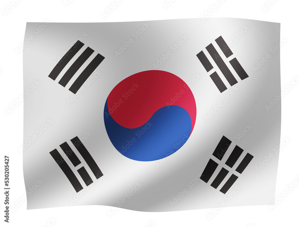 Waving national flag illustration / South korea (png) Waving national flag illustration / South korea (png)
