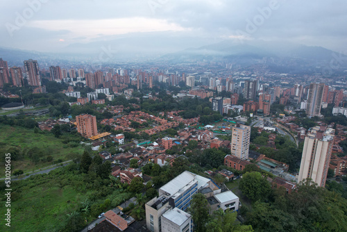 Downtown Medellin Colombia on a cloudy day
