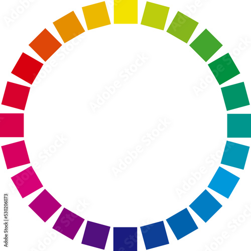24色相環のイラスト素材（四角）　ストロングトーン　hue circle