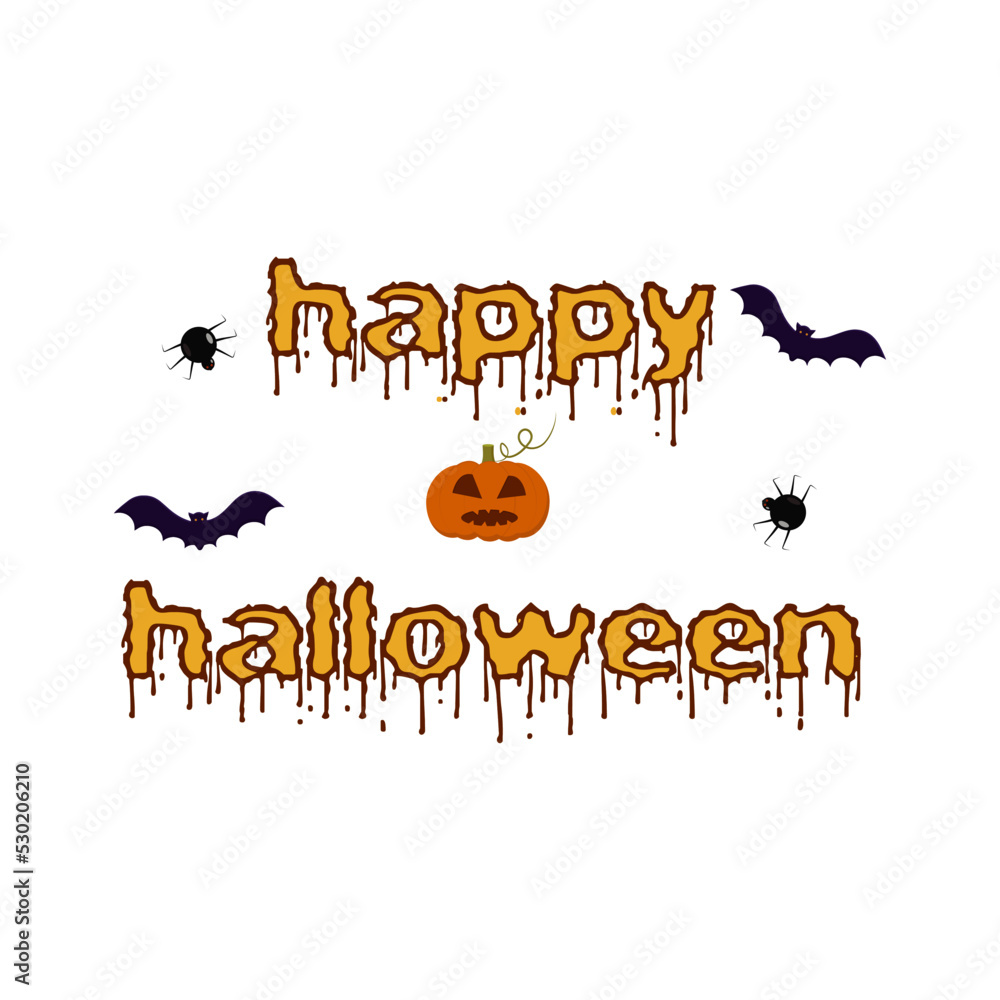 the inscription happy Halloween on a white background in yellow letters can be used for banners posters posters