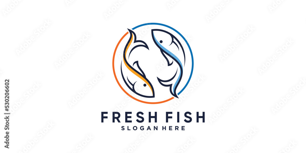 Fresh fish logo design template with creative idea Fresh fish logo design template with creative idea