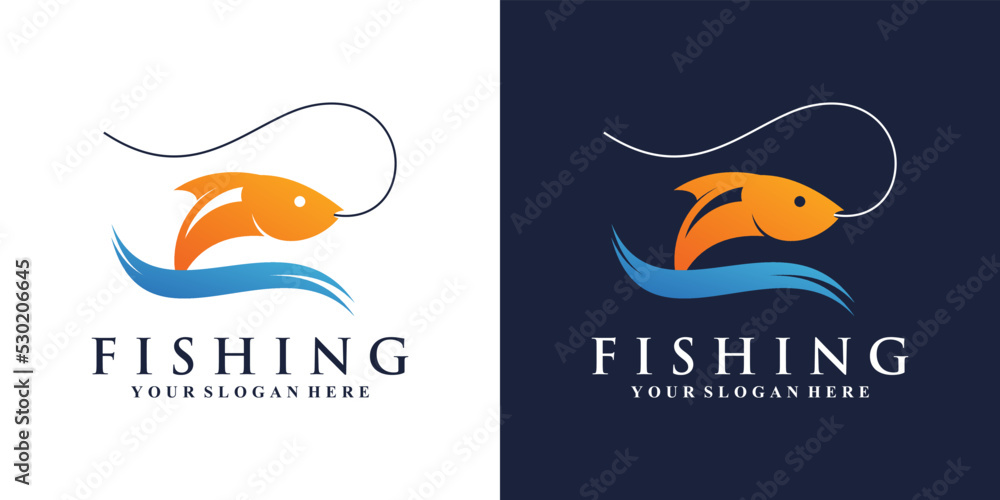 Fishing logo design template with creative idea Fishing logo design template with creative idea