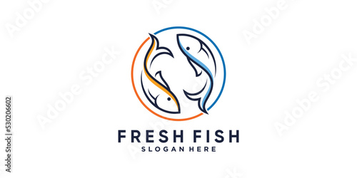 Fresh fish logo design template with creative idea