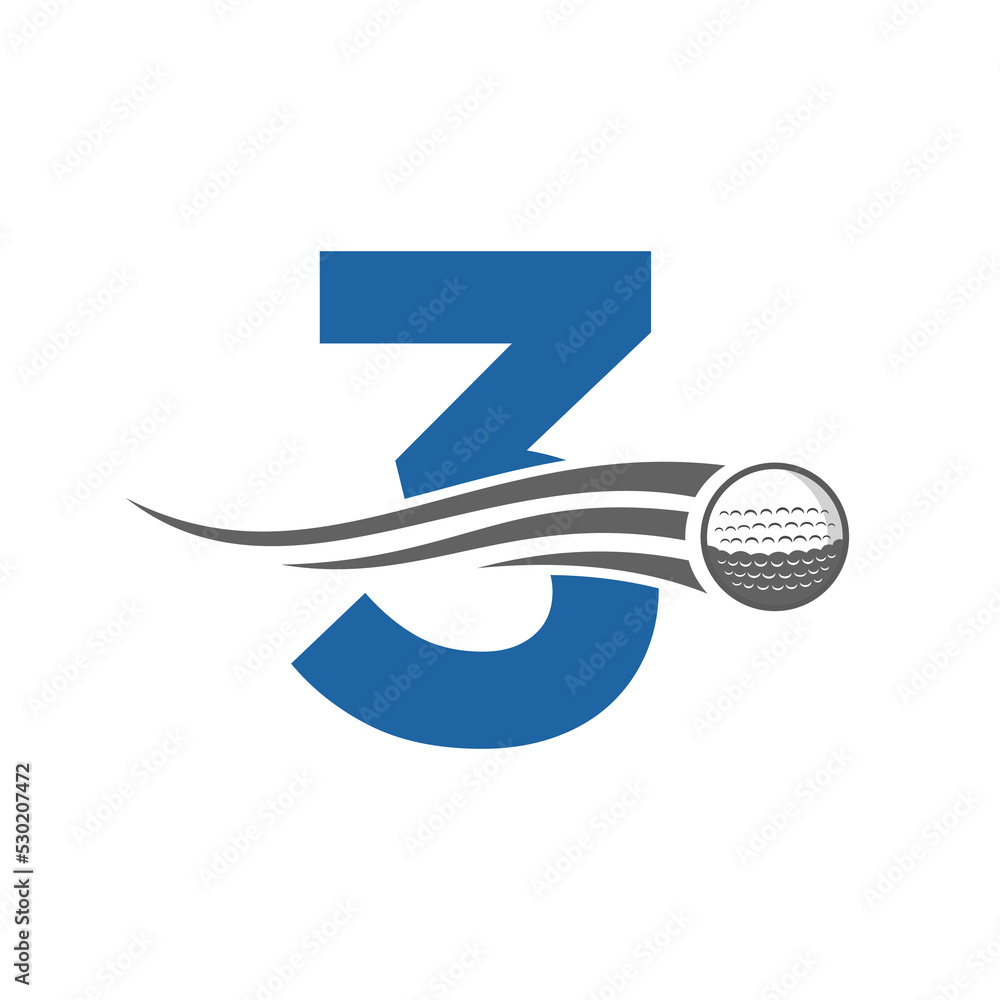 Letter 3 Golf Logo Symbol. Hockey Design Based Alphabet Vector Template ...