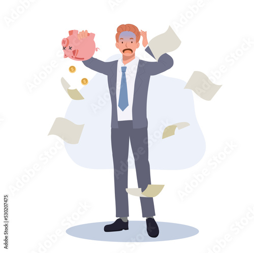 Businessman lost money. Out of money. financial problem, Money crisis. Vector illustration.