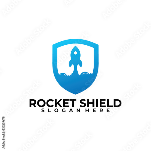 rocket shield logo vector design template