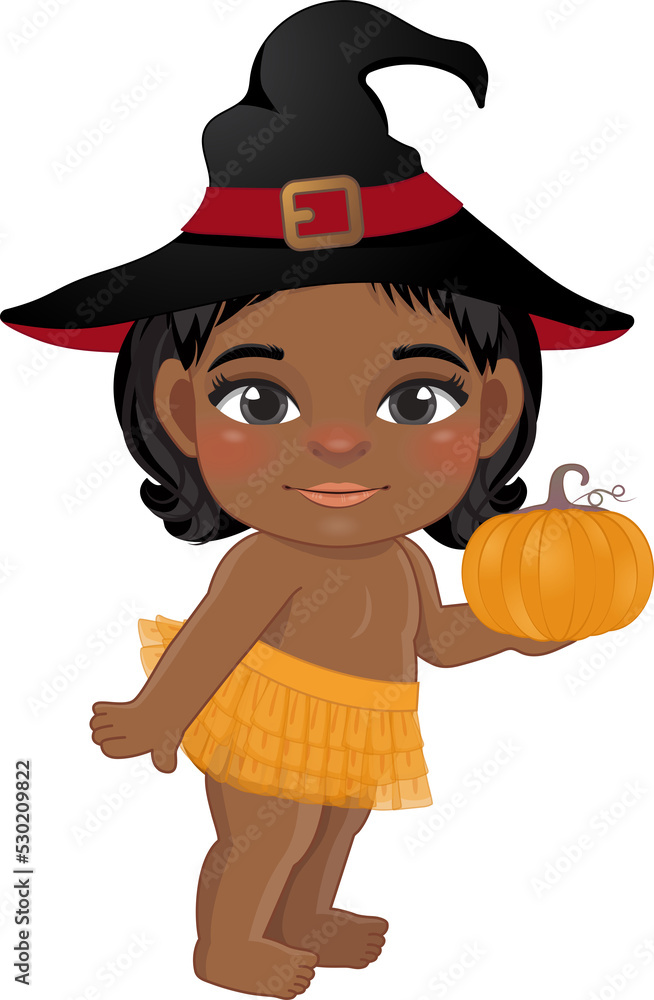 Baby's 1st Thanksgiving with cute baby black girls cartoon for baby clothes, greeting and invitation card, poster, and gifts design.