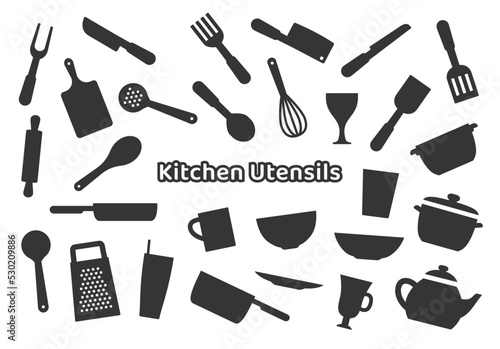 Kitchen utensils icon bold collection