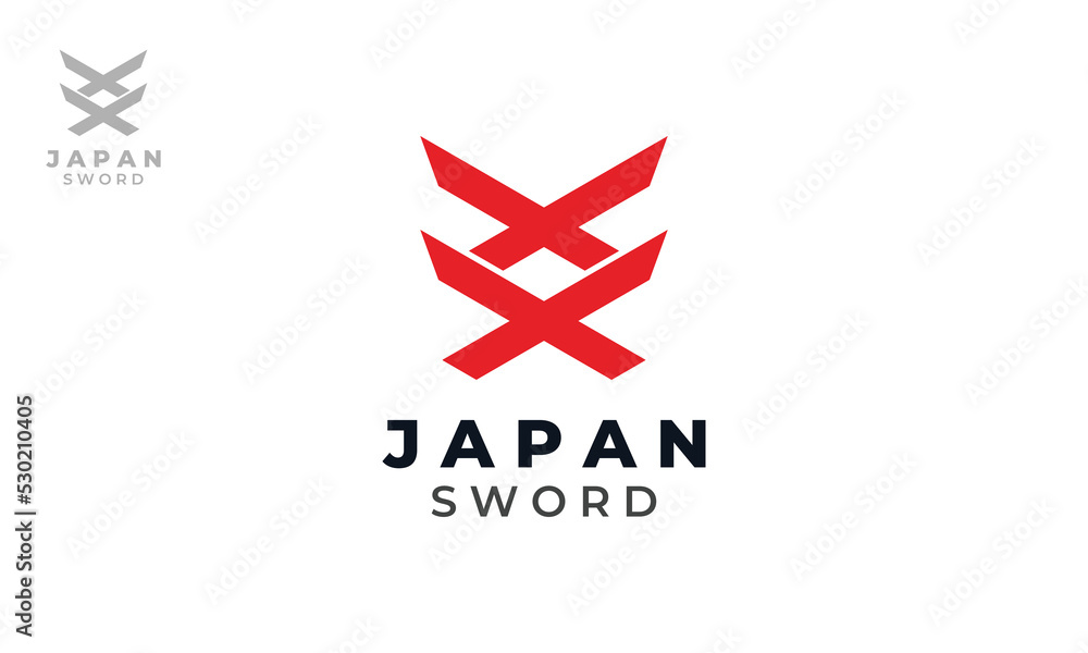 Letter X Logo Design With Japanese Samurai Sword Letter X Logo Design With Japanese Samurai Sword
