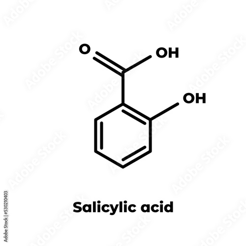 Salicylic acid molecule. Skeletal formula on white background.