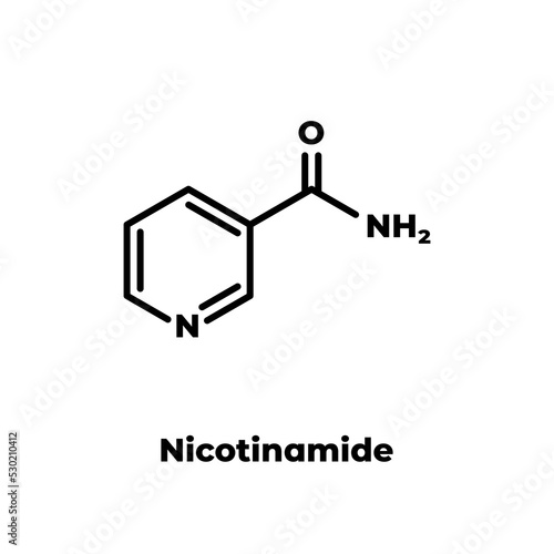 Nicotinamide drug and vitamin molecule. Skeletal formula on white background. photo