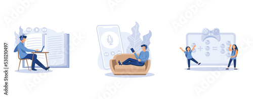 Educational resources. set flat vector modern illustration