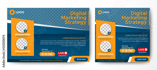 Business Conference live webinar banner invitation and social media post template. Business webinar invitation design. Vector EPS 10