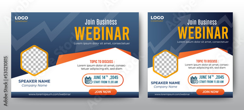 Annual Business Conference live webinar banner invitation and social media post template. Business webinar invitation design. Vector EPS 10