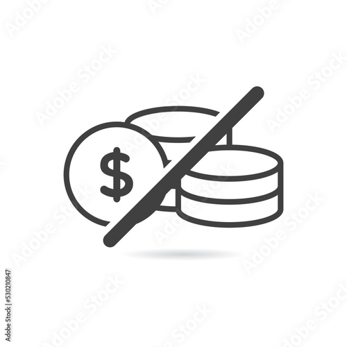 Vector Isolated No Dollar Coins Icon