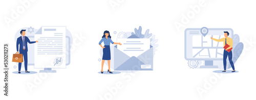 Company website menu. Legal notice, newsletter website tab, maps and directions, corporate rules, user interface. set flat vector modern illustration © Alwie99d