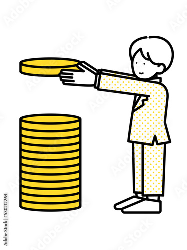 お金を積み立てるイメージのイラスト素材