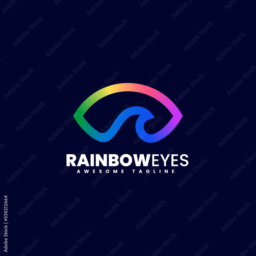 Vector Logo Illustration Rainbow Eye Gradient Colorful Style.