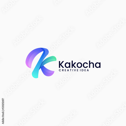 Vector Logo Illustration Letter K Gradient Colorful Style.