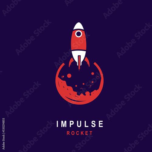 Creative Red Rocket Circle Logo Design Illustration