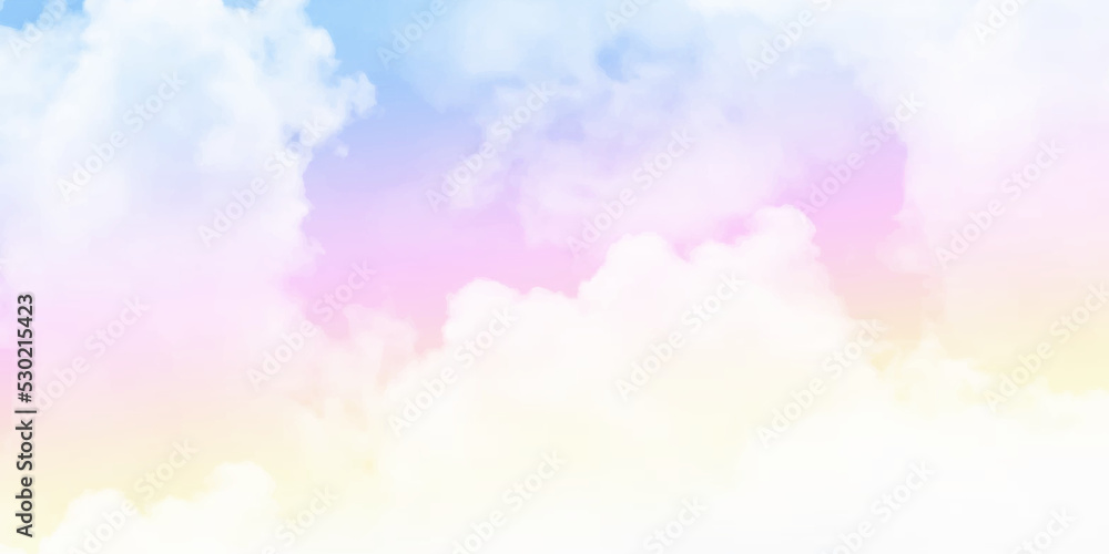 Vector illustration of fantasy sky background and pastel color. soft cloud sky abstract pastel colorful background