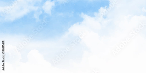 abstract watercolour painting blue sky overcast above the cloud in panorama view beautiful cloudscape for background