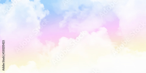 Vector illustration of fantasy sky background and pastel color. soft cloud sky abstract pastel colorful background