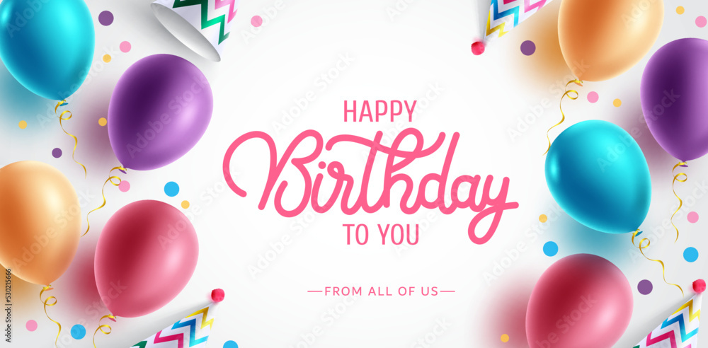 Birthday greeting vector background design. Happy birthday to you text ...