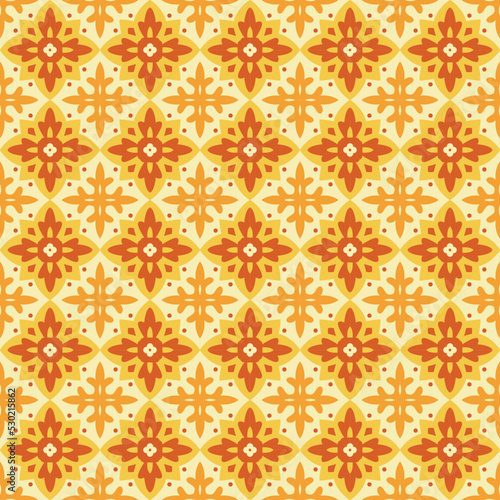Tile Flower Vintage Seamless Pattern Design