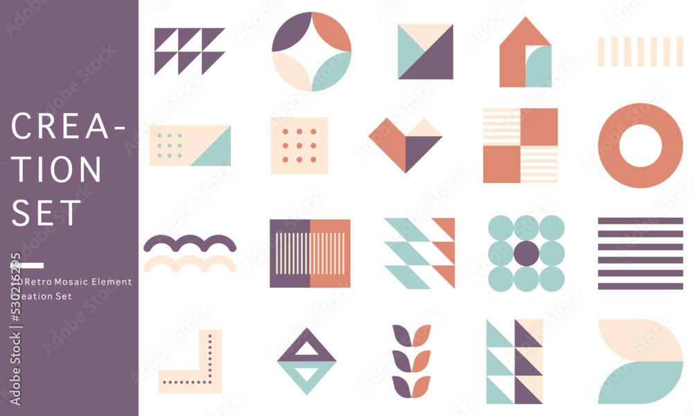 set of elements mosaic for your design set of elements mosaic for your design