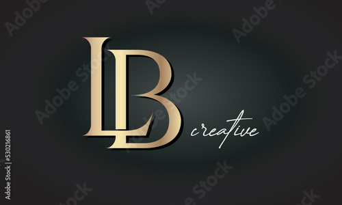 LB letters luxury jewellery fashion brand monogram, creative premium stylish golden logo icon