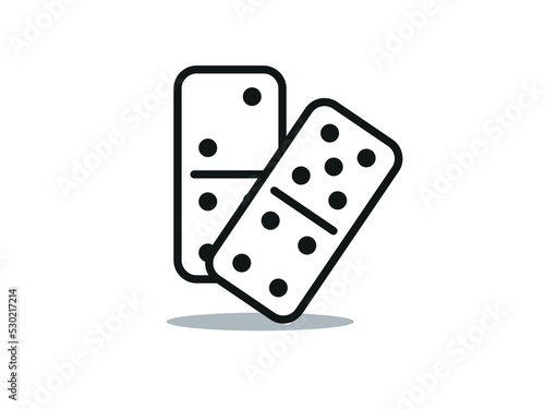 Domino Game symbol. Bones White pieces with black dots isolated on background. 
Vector illustration for game.