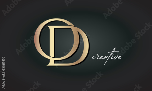OD letters luxury jewellery fashion brand monogram, creative premium stylish golden logo icon photo